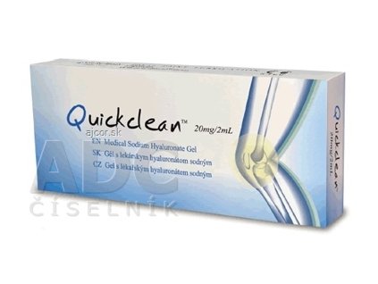 Quickclean 20 mg/2 ml Gél s hyaluronátom sodným v predplnenej injekčnej striekačke, na náhradu synoviálnej tekutiny na kĺby (10 mg/1 ml) 1x2 ml