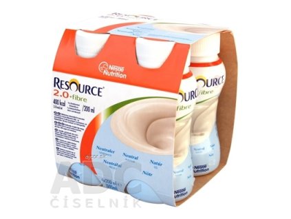 RESOURCE 2,0+ Fibre Neutrálna príchuť sol 4x200 ml (800 ml)