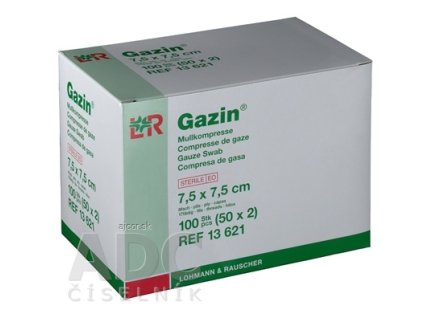 GAZIN KOMPRESY GÁZOVÉ NESTERILNÉ 7,5x7,5 cm 8-vrstvové, 17 vláknové, so založenými okrajmi 1x100 ks
