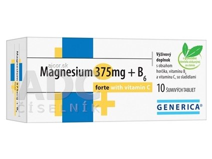 GENERICA Magnesium 375 mg + B6 forte s vitamínom C tbl eff 1x10 ks