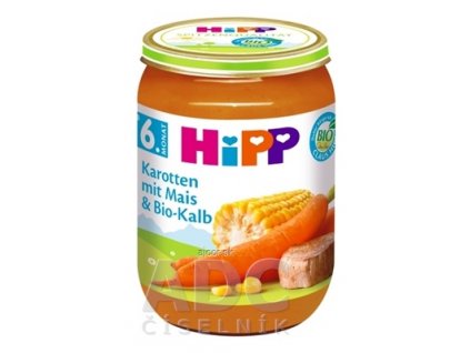 HiPP Príkrm BIO Mrkva s kukuricou a teľacím mäsom zeleninovo-mäsový príkrm (od ukonč. 5.mesiaca) 1x190 g