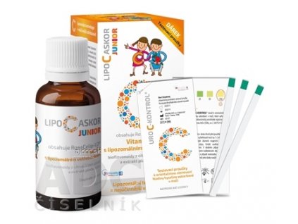 LIPO C ASKOR JUNIOR sir 110 ml - vitamín C s lipozomálnym vstrebávaním + testovacie prúžky, 1x1 set