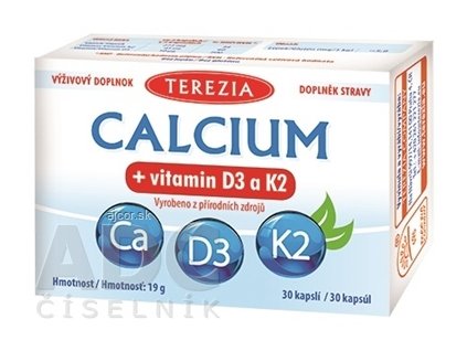 TEREZIA CALCIUM + vitamín D3 a K2 cps 1x30 ks