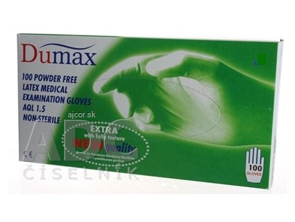 DUMAX RUKAVICE latexové vyšetrovacie nesterilné bez púdru, veľkosť L; 1x100ks