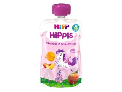 HiPP HiPPis BIO Jablko Broskyňa Mirabelka kapsička (od 1.roku) ovocný príkrm 1x100 g