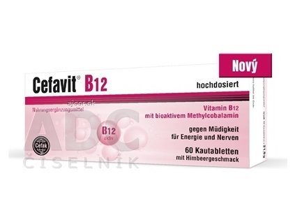 Cefavit B12 vitamin žuvacie tablety s malinovou príchuťou 1x60 ks
