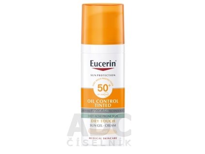 Eucerin SUN OIL CONTROL TINTED SPF 50+ LIGHT krémový gél na opaľovanie na  tvár, akné, tónovací-svetlý 1x50 ml