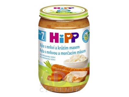 HiPP Prikrm BIO Ryža s mrkvou a morčacím mäsom nová receptúra 2017 (od ukonč.7. mesiaca) 1x220 g