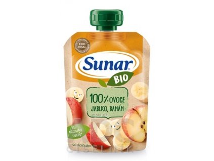 Sunar BIO Kapsička Jablko, banán 100 % ovocia (od ukonč. 4. mesiaca) 1x100 g