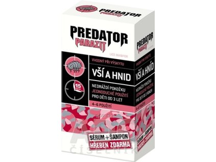 PREDATOR PARAZIT pri výskyte vší a hníd PACK sérum 100 ml + šampón 100 ml + kovový hrebeň zdarma, 1x1 set