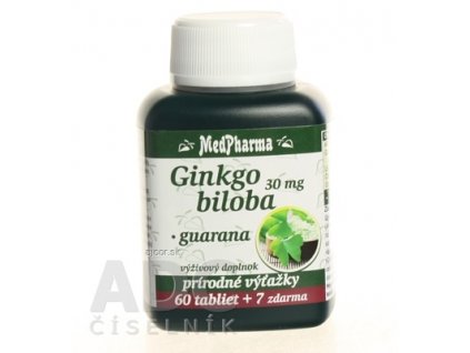 MedPharma GINKGO BILOBA + GUARANA tbl 60+7 zadarmo (67 ks)