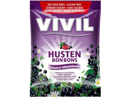 VIVIL BONBONS HUSTEN drops s príchuťou čiernych ríbezlí s 11 bylinami, bez cukru 1x60 g