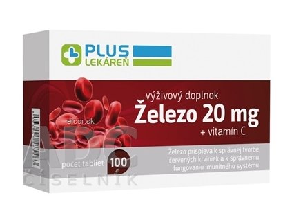 PLUS LEKÁREŇ Železo 20 mg + vitamín C tbl 1x100 ks