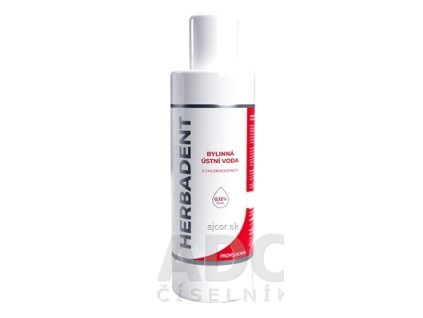 HERBADENT Professional bylinná ÚSTNA VODA s CHX s chlorhexidinom (0,12 %) 1x240 ml