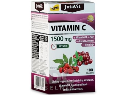 JutaVit Vitamín C 1500 mg tbl s postupným uvoľňovaním, s vitamínom D3, zinkom, šípkami a extraktom z aceroly 1x100 ks