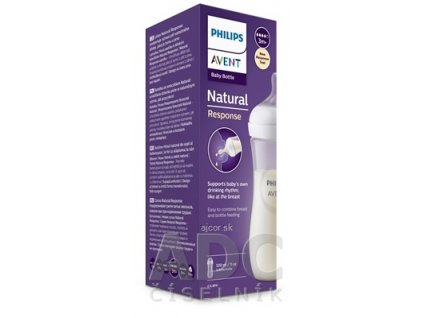 AVENT FĽAŠA Natural Response 330 ml priehľadná, cumlík pre podporu rytmu pitia (3m+) 1x1 ks