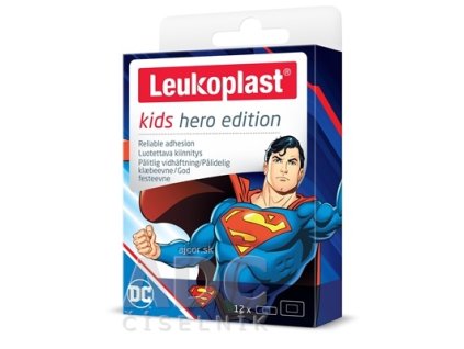 LEUKOPLAST KIDS HERO SUPERMAN náplasť na rany, 2 veľkosti 1x12 ks