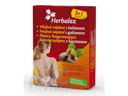 Herbalex Hrejivá náplasť s gaštanom 3+1 grátis (4 ks) + darček, 1x1 set