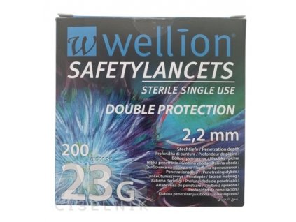 Wellion SAFETYLANCETS 23G - Lanceta bezpečnostná priemer 2,2 mm, sterilná, jednorazová 1x200 ks