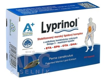 LYPRINOL Omega 3 (ETA, EPA, OTA, DHA) cps (á 50 mg Perna Canaliculus účinnej zložky v 1 cps) stabilizovaný morský lipidový extrakt 1x60 ks