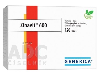 GENERICA Zinavit 600 s pomarančovou arómou tbl (vitamín C + Zinok) 1x120 ks