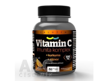 Vitamín C 500 mg Imunita komplex SALUTEM cmúľacie tablety s kurkumou a zázvorom, pomarančová príchuť 1x60 ks
