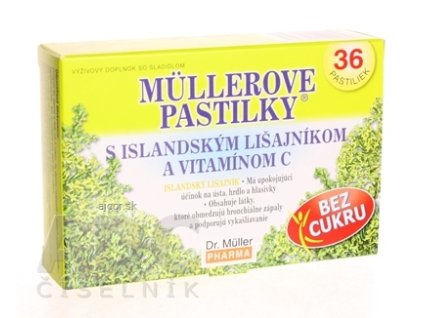 MÜLLEROVE PASTILKY S ISLAND. LIŠAJNÍKOM A VIT. C Bez cukru 1x36 ks