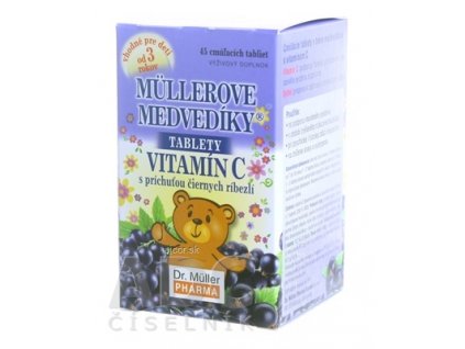 MÜLLEROVE medvedíky - vitamín C tbl s príchuťou čiernych rýbezlí, 45 ks