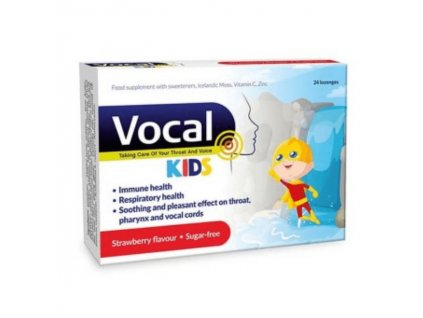 Vocal KIDS pastilky s jahodovou príchuťou, bez cukru, 24 ks