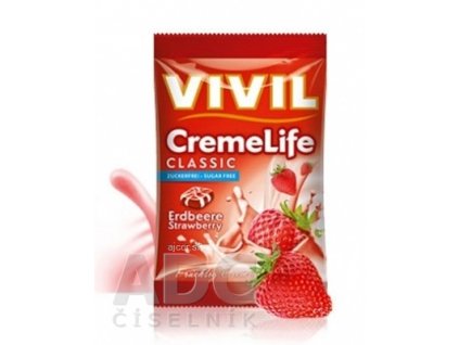 VIVIL BONBONS CREME LIFE CLASSIC drops s jahodovo-smotanovou príchuťou, bez cukru 1x110 g