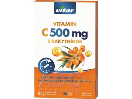 VITAR VITAMÍN C 500 mg S RAKYTNÍKOM cps s postupným uvoľňovaním 1x30 ks