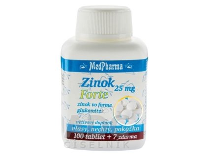 MedPharma ZINOK 25 mg Forte tbl (zinok vo forme glukonátu) 100+7 zadarmo (107 ks)