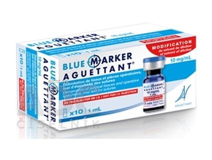 BLUE MARKER AGUETTANT 10 mg/mL roztok metylénovej modrej, na označenie operovaných tkanív a vzoriek 10x1 ml