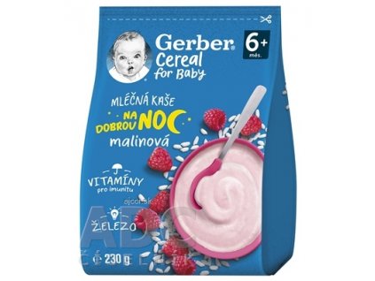 Gerber Cereal Mliečna KAŠA Dobrú noc Malinová (od ukonč. 6. mesiaca) 1x230 g