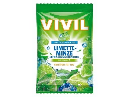 VIVIL BONBONS LIMETTE-MINZE drops s príchuťou limetka a pepermint s vitamínom C, bez cukru 1x60 g