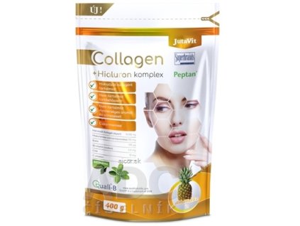 JutaVit Kolagén 10 g + Hyalurón komplex - Ananás prášok (+ vitamíny C, B2, zinok a biotín) 1x400 g
