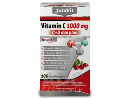 JutaVit Vitamín C 1000 mg + D3 2000 IU duo plus tbl so zinkom, bioflavonoidmi a šípkami 1x100 ks