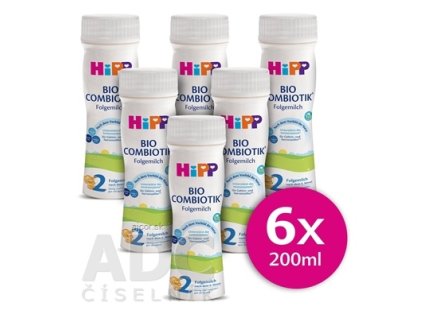 HiPP 2 BIO COMBIOTIK tekutá následná mliečna dojčenská výživa (od ukonč. 6. mesiaca) 6x200 ml (1200 ml)