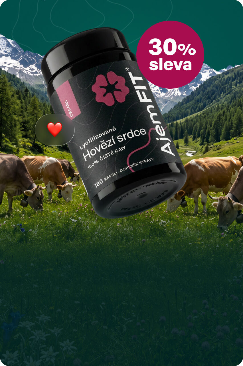 30% sleva na Grass-fed hovězí srdce ke každému AjemFIT produktu ❤️
