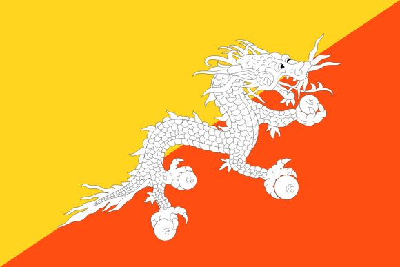 Vlajka Bhutánu.