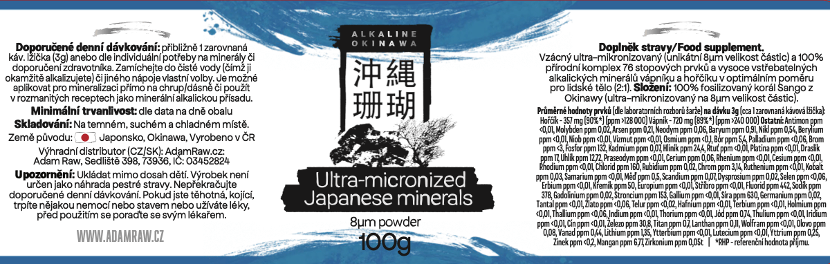 Speciální Mikronizované Minerály z Okinawy