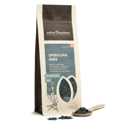 bio spirulina nibs 100g svycarsko