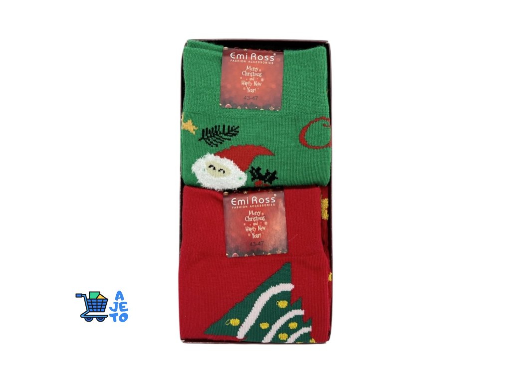 Dárkové balení pánských vánočních ponožek 2 páry SANTA a STROM 1982.36