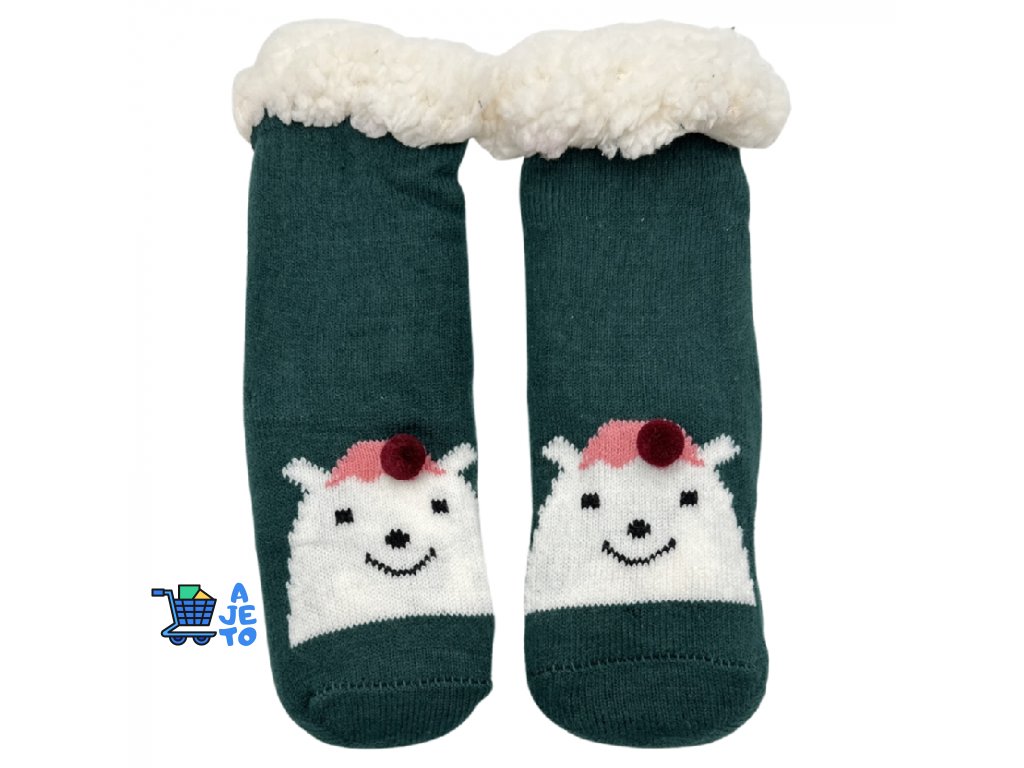 Dětské vlněné ponožky zelené 7212
