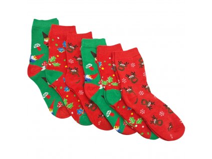 Dámské bavlněné vánoční thermo ponožky 6ks 5391