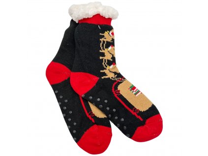 Dámské vánoční vlněné protiskluzové ponožky sáně 2902
