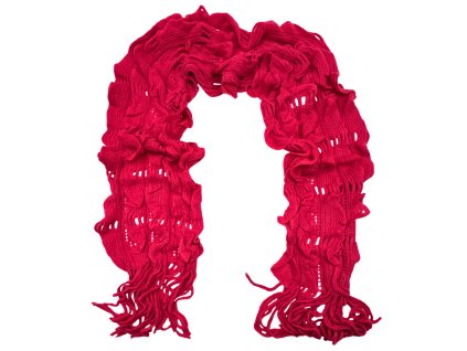 Akrylová šála tmavě růžová 58-9016