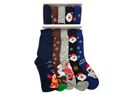 SET 5 Párů - Vánoční ponožky v dárkové krabičce DB-700