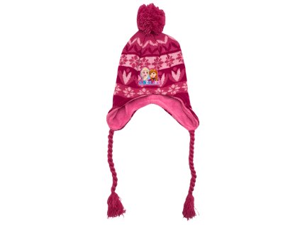 Pletená čepice FROZEN tmavě růžová H-322