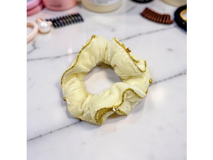 Scrunchie gumička do vlasů bílá 0003